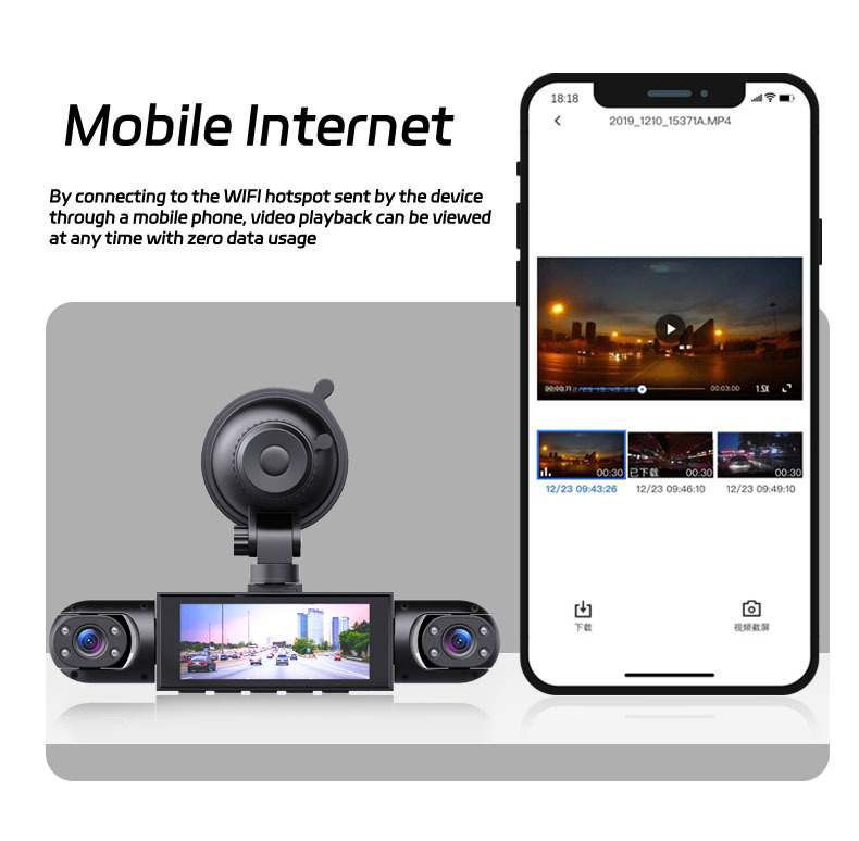 Y108 Cross-Border 4-Channel Four-Lens 3.16inch Popular Dash Cam Hd 1080P Infrared Night Vision Parking