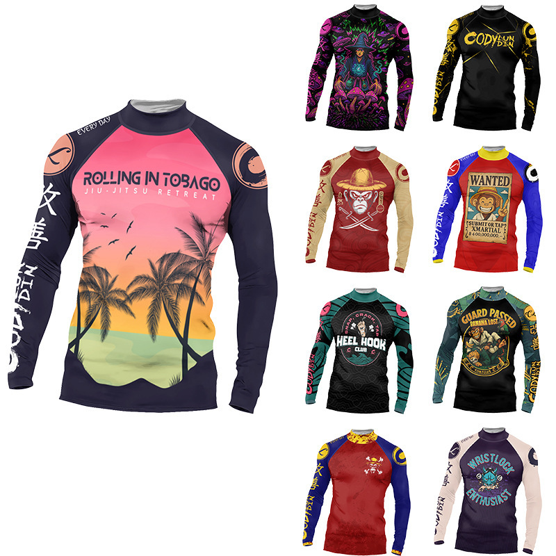 2025 European and American Cross-Border Summer New Men's Digital Printed Short-Sleeved T-Shirt Slim and Comfortable Sports Quick-Drying Clothing