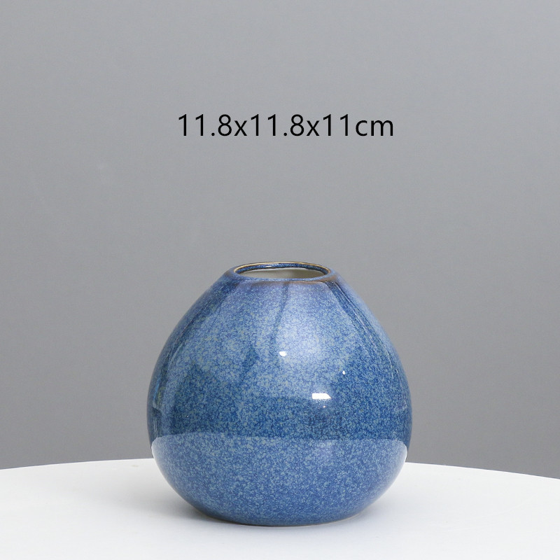 Decoración del hogar moderno arte creativo decoración azul sala de estar de escritorio de alto grado florero de cerámica transfronteriza al por mayor