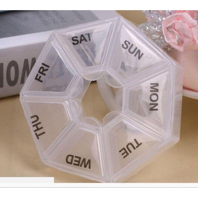 Caja de Medicina de 7 esquinas para una semana Ronda 7-rejilla portátil pequeña caja de la medicina para una semana Mini 7 días portátil caja de joyería de la medicina