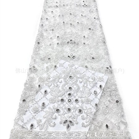 Fabricantes de perforación de cabello recto cuadrícula de cuentas bordadas de tubería sudeste asiático vestido de alta gama cena de moda brindis tela image 6
