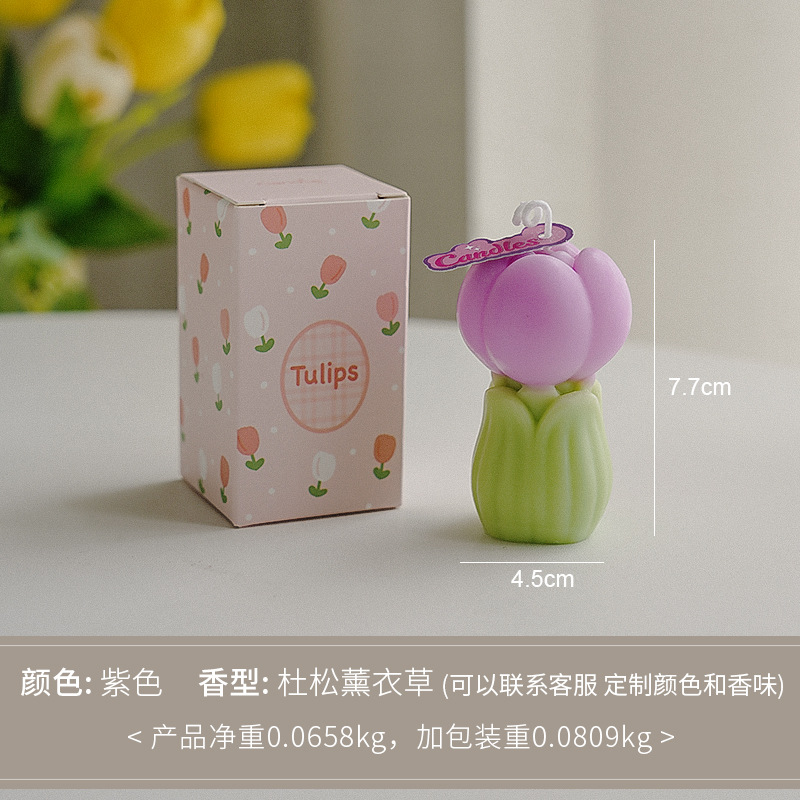 Tulipanos de cera de atmósfera, regalo de perfume artesanal, regalo de mano para el día del maestro, flores, velas en forma