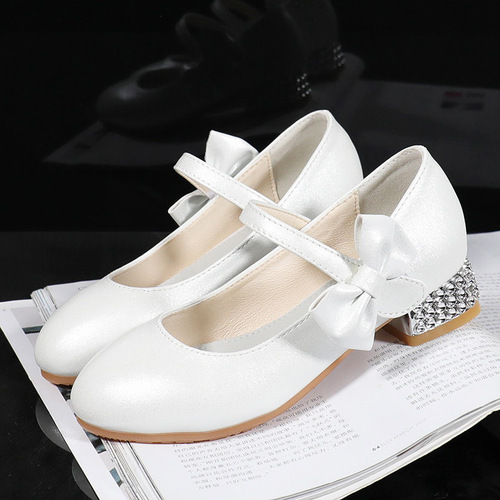 Children's High Heels Girls' Princess Single Shoes Formal Shoes Performance Shoes Kids Crystal Shoes Little Girls  New Arrival