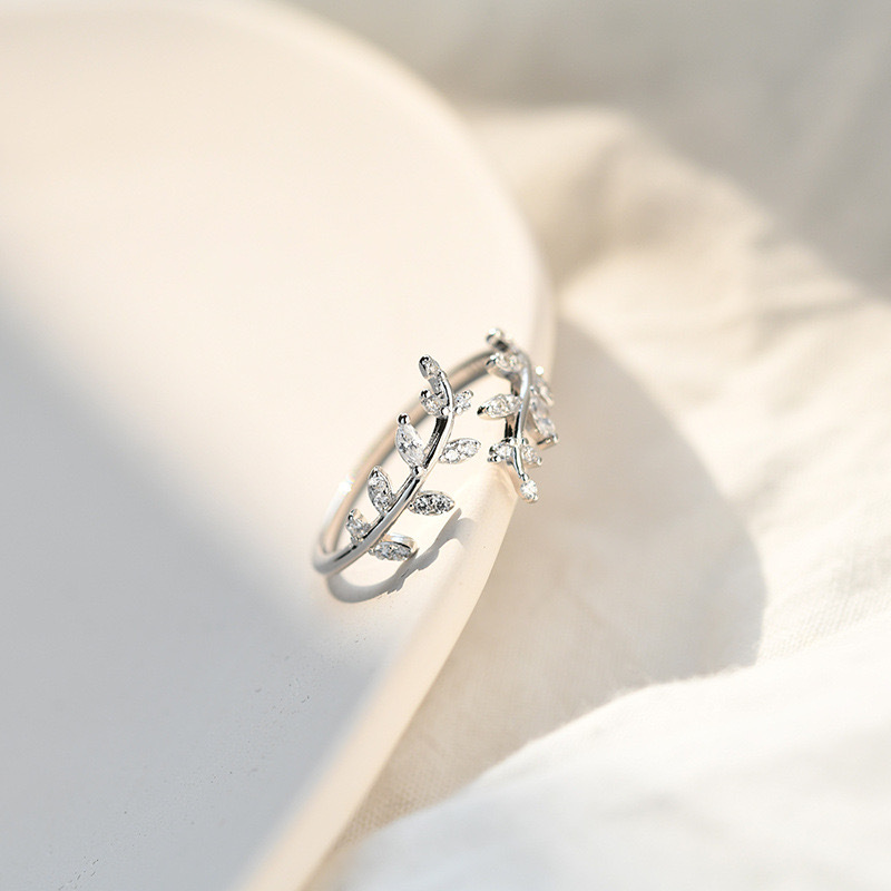 1g Weight Open Rings Classification Adjustable Ring Size 1 Piece Quantity 925 Sterling Silver Leaves Open Rings