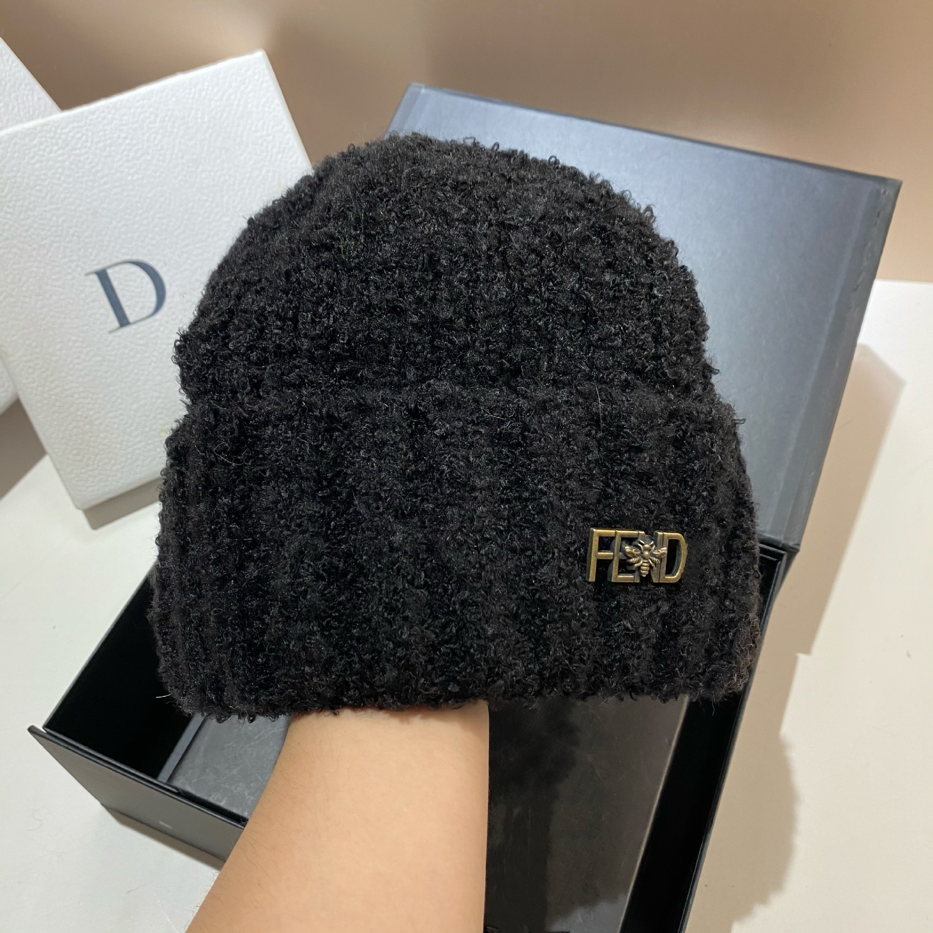 Korejska verzija nove slatke pletene kape s pletenim uzorkom F-labela, zimske tople i debele vjetrootporne kape s janjećim puloverom._voghion.com