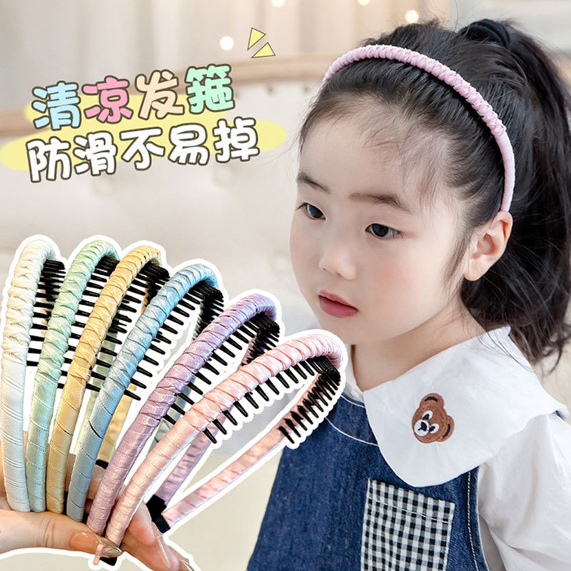 韩国碎发整理头箍儿童碎花带齿发箍压发防滑布艺发饰女童可爱发卡|undefined