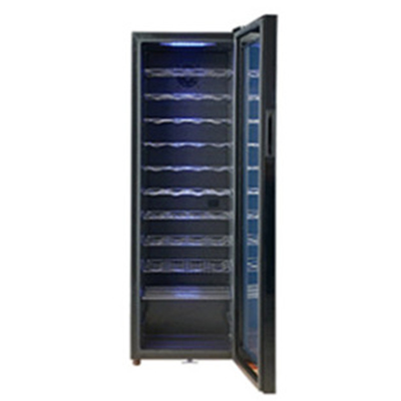 Venta al por mayor de garantía nacional de una sola Puerta de vino de temperatura constante gabinete de vino comercial Beech rack de control de temperatura 46 gabinete de vino refrigerado