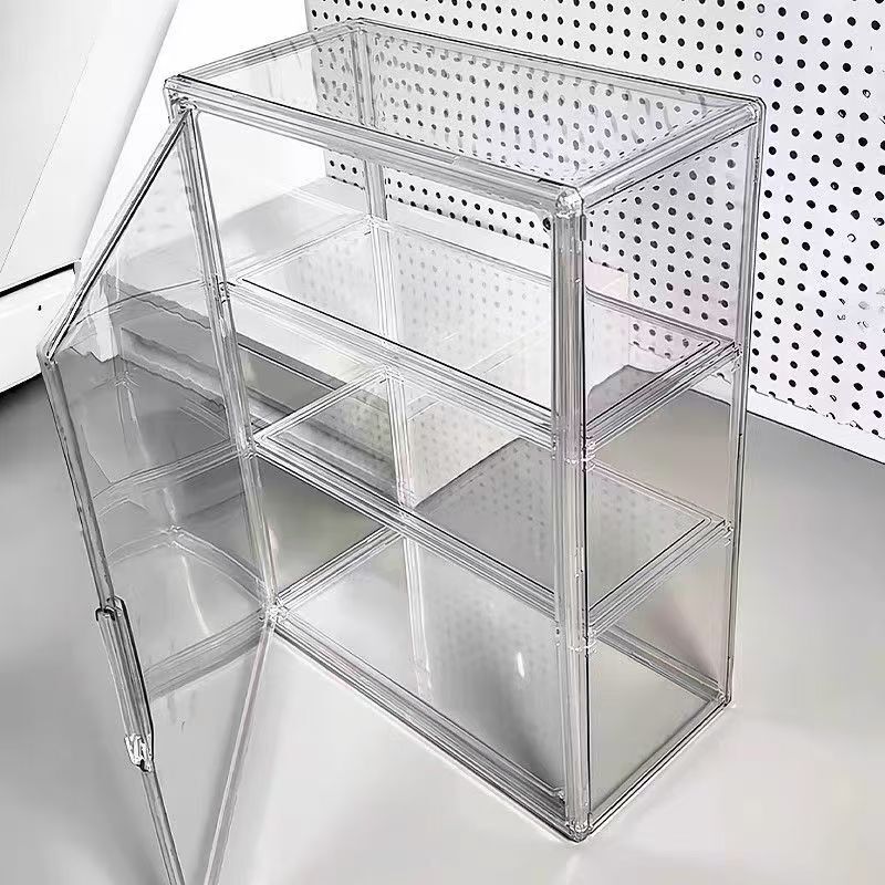 Acrylic Display Cabinet, Transparent Magnetic Multi-Layered Figurine and Doll Storage Cabinet, Large Capacity Display Cabinet, Stand-Up Display Cabinet