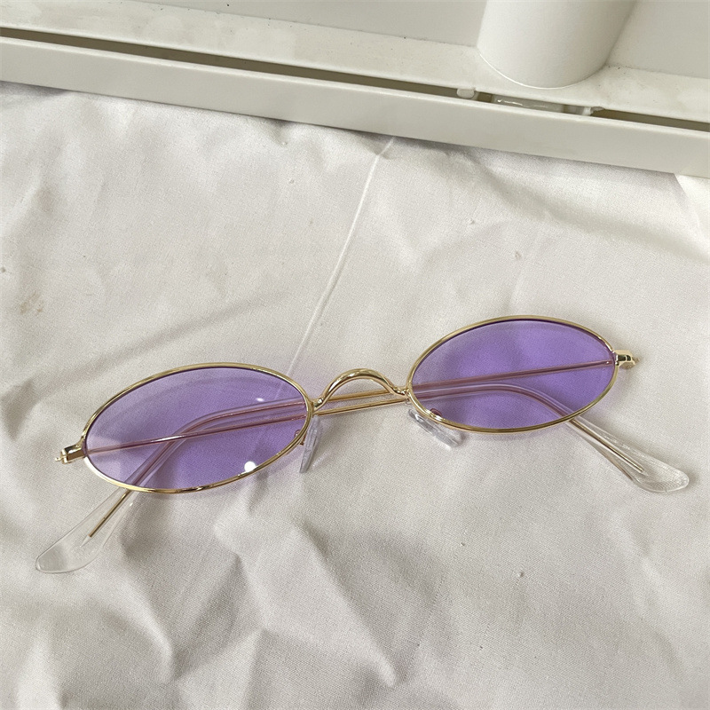 レトロな円枠サングラス紫色のドーパミンギャルメガネ男紫外線防止近視サングラス女性の丸い顔