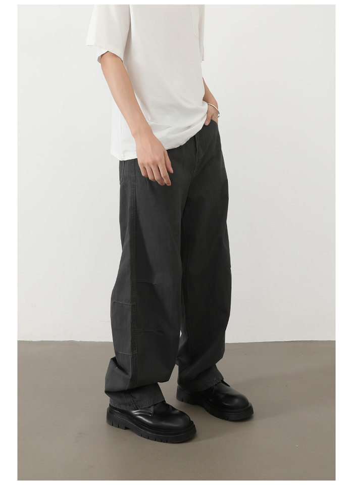 Quần jeans nam ống rộng lưng thun nửa, dáng suông thoải mái — Màu xanh quân đội, màu xám nhạt, màu xám đen, đen chi tiết 23