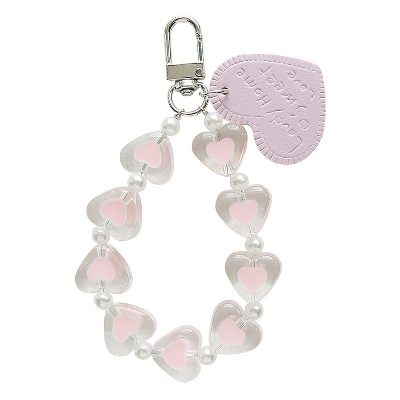 Pulsera de corazón de melocotón creativo llavero colgante carta cuero amor corazón transparente melocotón accesorios de corazón bolsa personalizada accesorios de embalaje
