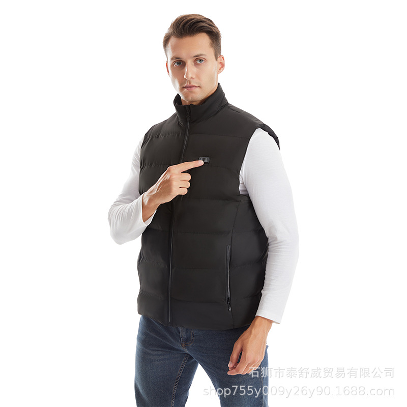 Chaleco calefactor nuevo del fabricante, chaleco calefactor eléctrico de 15 zonas de control dual de invierno, chaleco calefactor eléctrico inteligente casual para hombres