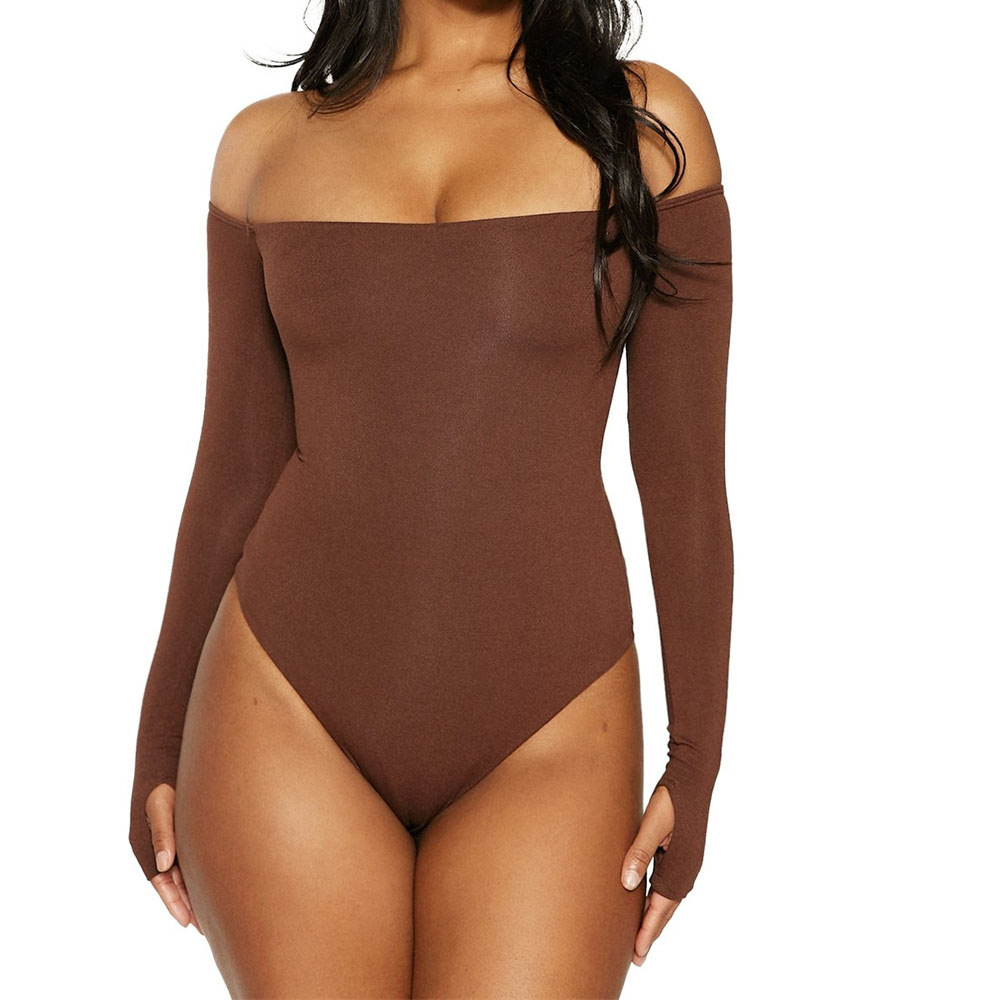 Mono ajustado de estilo europeo y americano personalizado, mono de un solo hombro de manga larga, top sexy de una pieza, venta al por mayor transfronteriza image 5