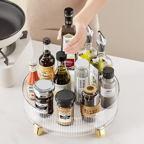 Bolan light luxury rotatable kitchen spice rack plastic multi-functional spice storage rack household supplies storage rack