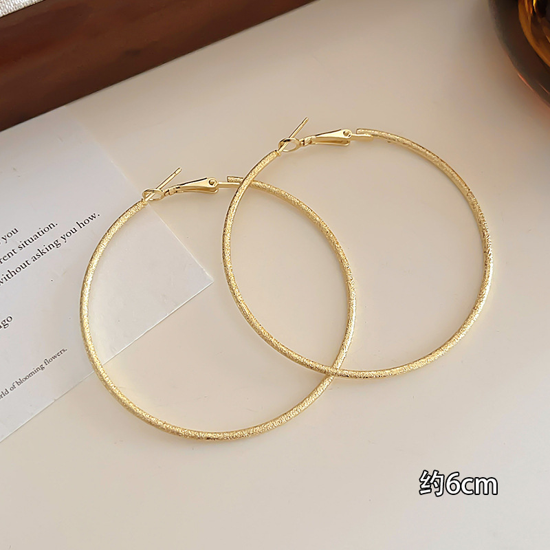 골드 무광 무지 링 귀걸이 - 6cm