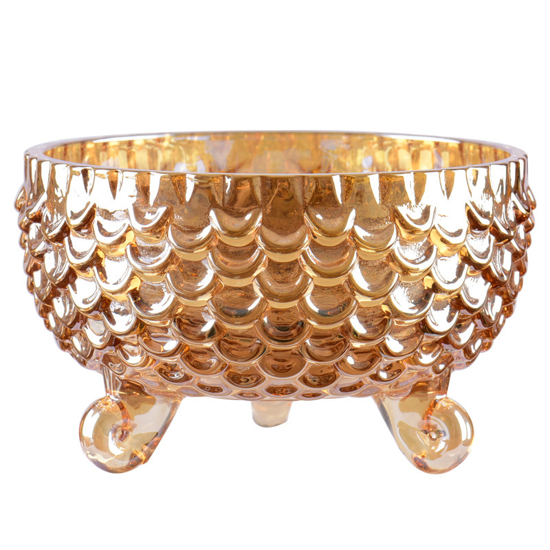 Europa creativa punto ámbar frutas de vidrio frutas bocadillos frutas secas mesa de té decoración escamas de pescado tazón al por mayor