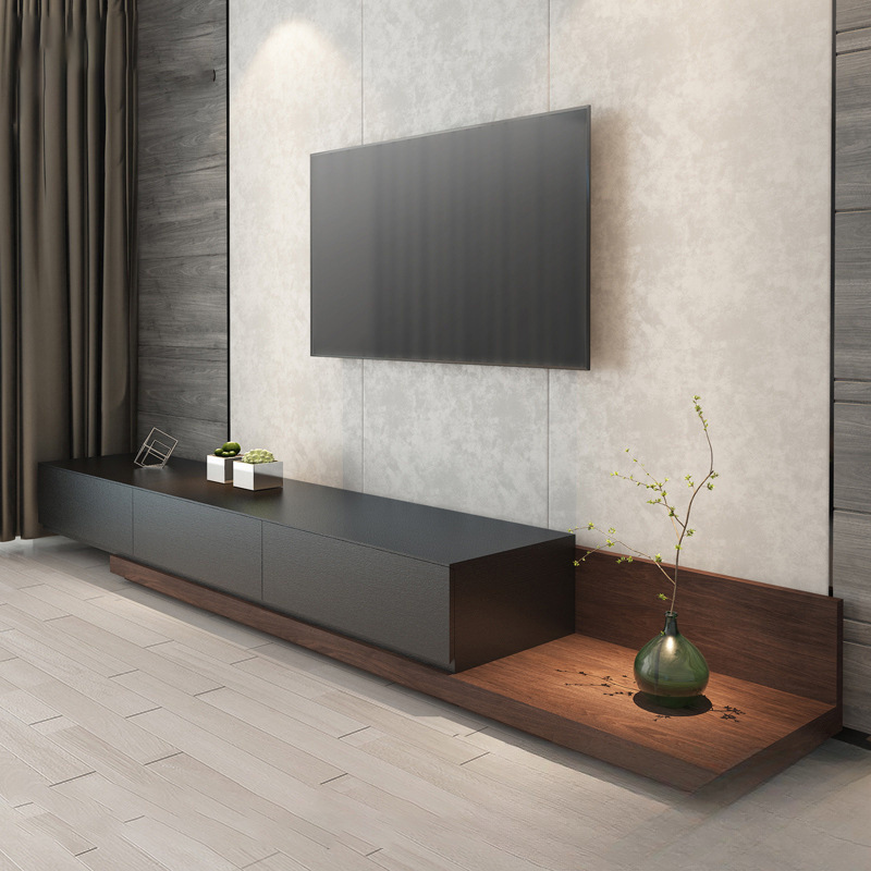 Simple Retractable Tv Cabinet Coffee Table Combination Modern Light Luxury Small Apartment Living Room Home Floor-Standing Tv Cabinet Floor Cabinet
