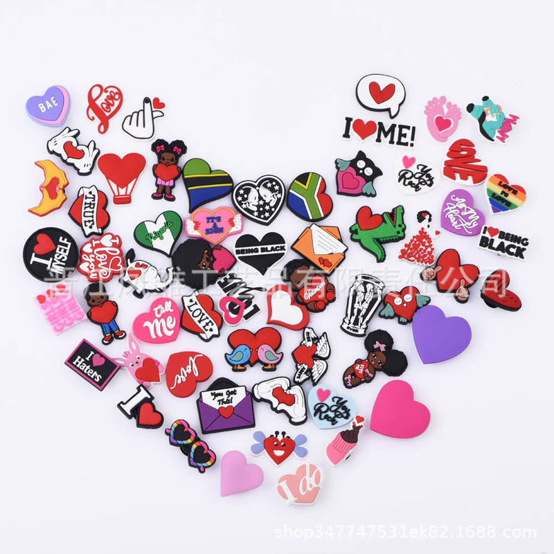 Valentine's Day Shoe Flower Pvc Croc Shoes DIY Accessories Shoe Decoration Shoe Accessories Love Shoe Buckles Amazon Exclusive