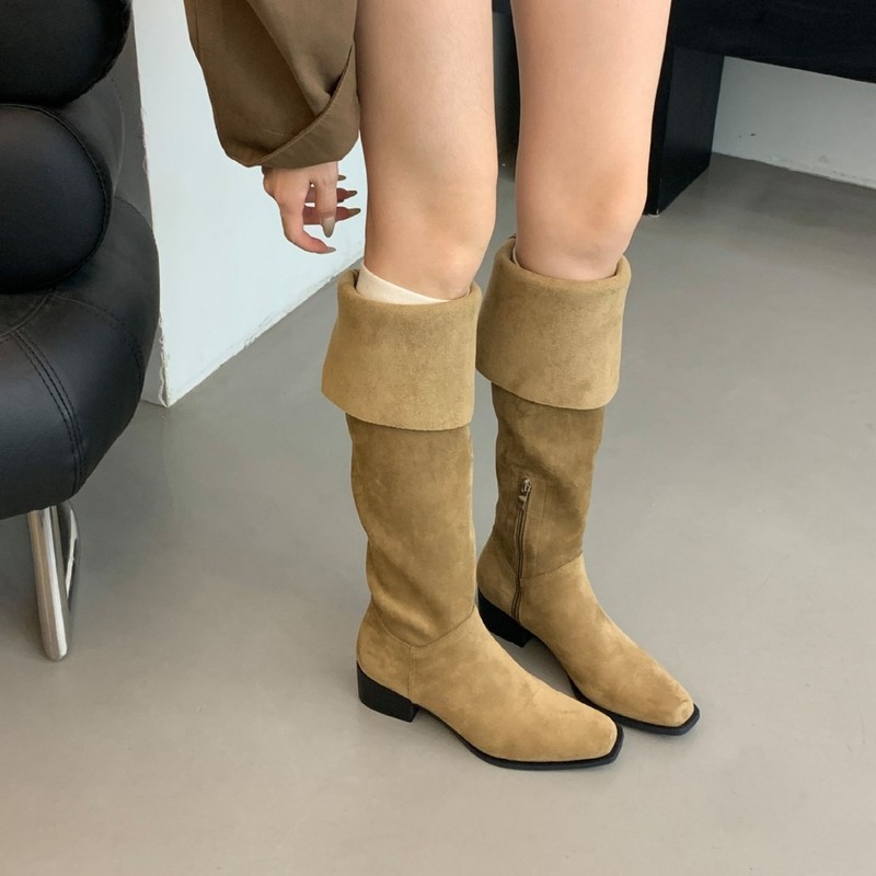 软底显瘦黑色厚底长筒靴女2025秋冬新款平底时尚高筒骑士靴长靴潮|undefined