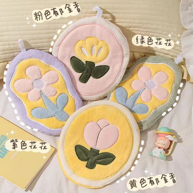 High-Looking Flower Hand Towel, Absorbent, Hanging Hand Towel, Coral Velvet Hand Towel, Cute Kitchen Thickened Rag