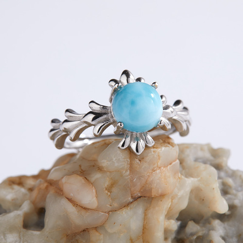 Live Streaming Ring S925 Pure Silver Natural Color Gemstone Ring for Women, European and American Cross-border Xiaohongshu Decorative Accessories Wholesale