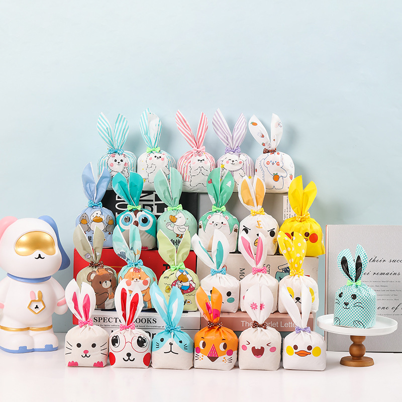 可爱卡通兔耳朵礼品零食包装袋糖果点心自封袋蛋黄酥烘焙袋批发