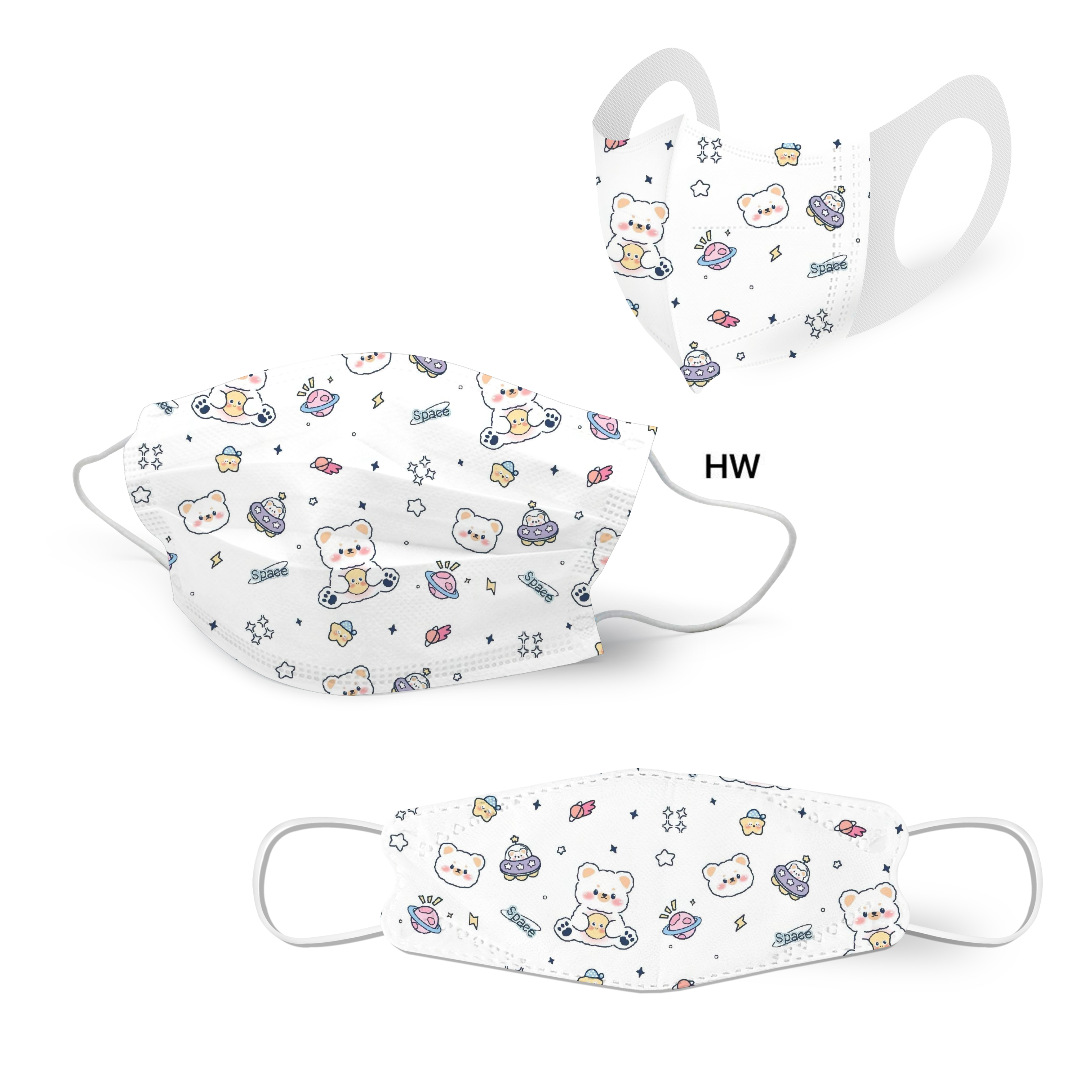 儿童N95口罩盒装25只装5层卡通图案口罩冷感布料光滑不过敏