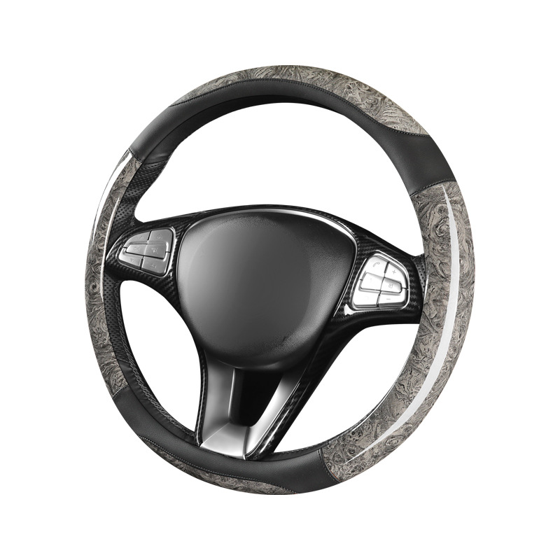 Car peach wood pattern steering wheel cover ultra-thin four-season universal summer non-slip half set of card-type decorative handle cover for men