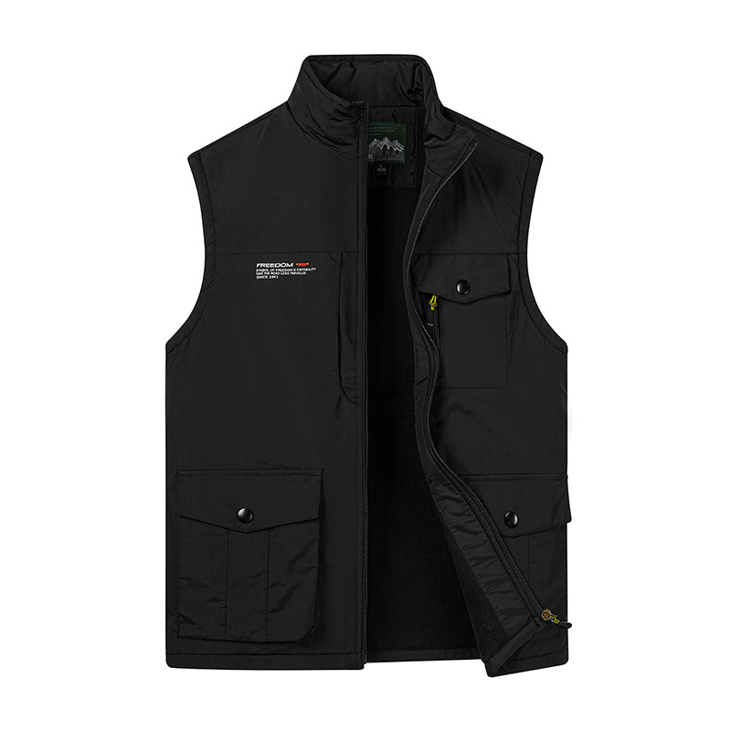 Chaleco deportivo al aire libre transfronterizo de bolsillo relajado primavera y otoño chaleco de pesca casual hombre de color sólido chaqueta grande