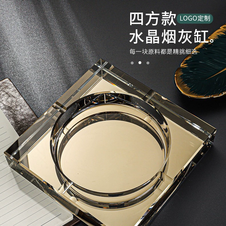 Пепельница из хрустального стекла для гостиной, офиса, дома, отеля, коммерческая пепельница, атмосферный класс, другой железный подъемник, нет