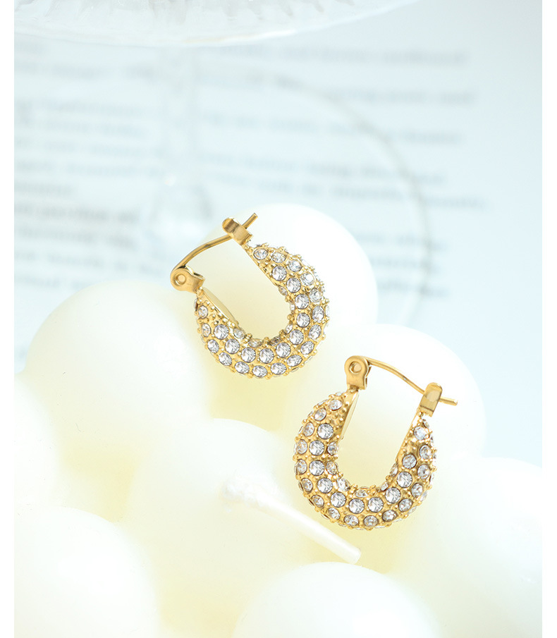 Daily Occasion Titanium Steel Material U Shape Pattern PVD Coated Real Gold Plated U Shape Titanium Steel Elegant Waterproof Non Tarnish Earrings