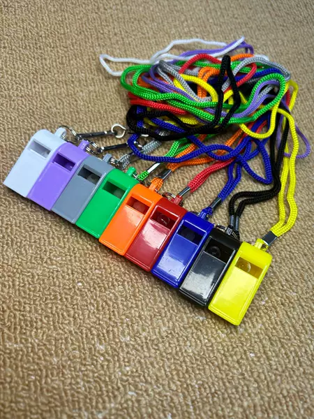 Colored plastic single bag assembly same color lanyard competition sports high frequency cheer referee ABS whistle