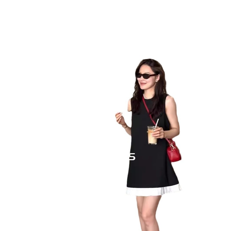 ヘボン風ノースリーブチョッキワンピース女性2024夏の高級感がゆったりしていて、着痩せしています。|undefined
