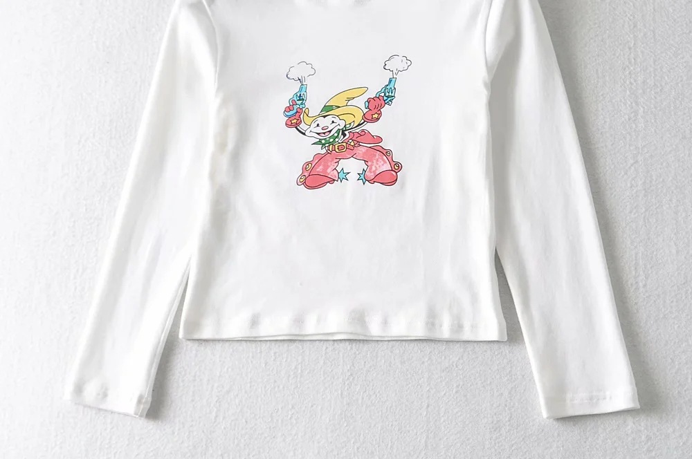 fashion clown printed long sleeve T-shirt NSHS34257