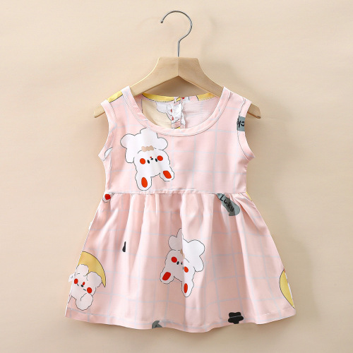 Children's dress, princess dress, small and medium-sized children's cotton silk dress, summer dress, artificial cotton, Korean style children's casual dress, baby thin