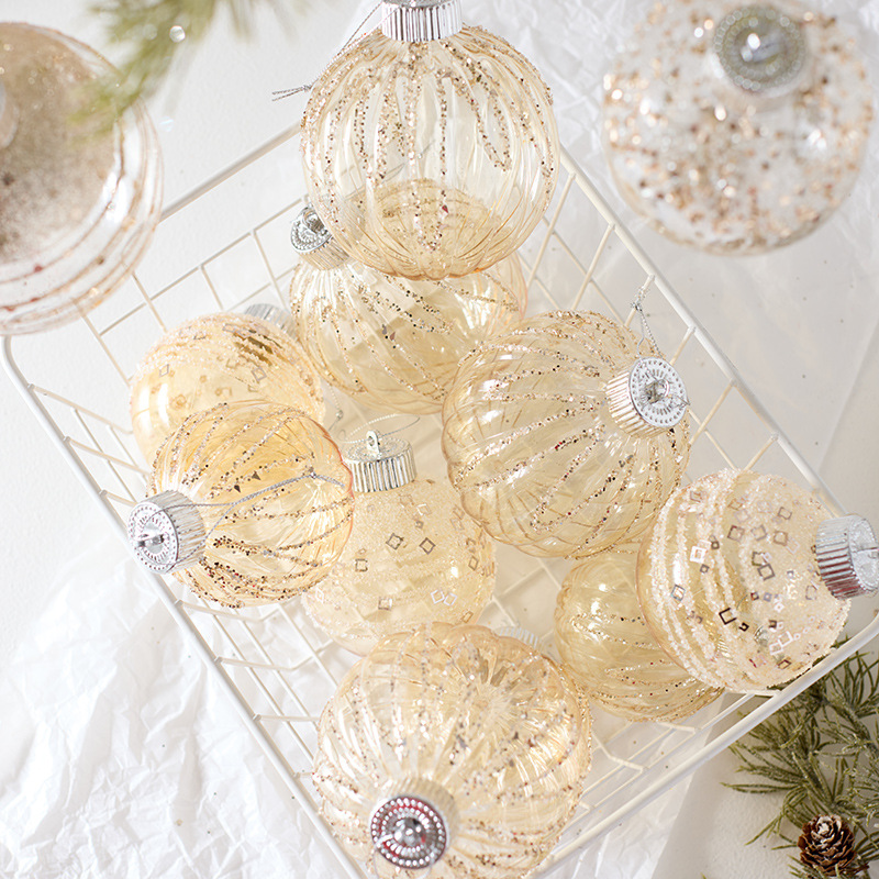 Nuevo árbol de Navidad transfronterizo adornos colgantes ins transparente champán pintado bolas de Navidad bolas de colores bolas de formas especiales