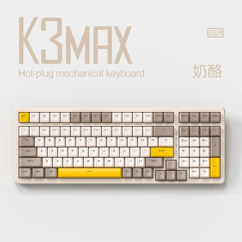 Бесплатная Wolf K3MAX механическая клавиатура настроенная игровая прокладка структура проводная горячая сменная игровая 980 клавиатура