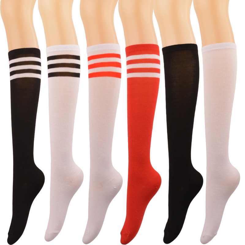 Jie Wu three bar dance ladies black tube socks and knee socks striped manufacturers wholesale Jie Wu three bar dance ladies black tube socks and knee socks striped manufacturers wholesale