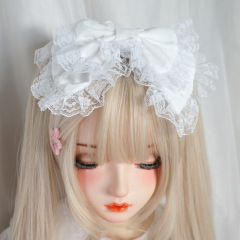 レースの大きい蝶結びのカチューシャlolitaの髪飾りのロリータの髪飾りの女性lo娘の茶話会kc少女の亜文化