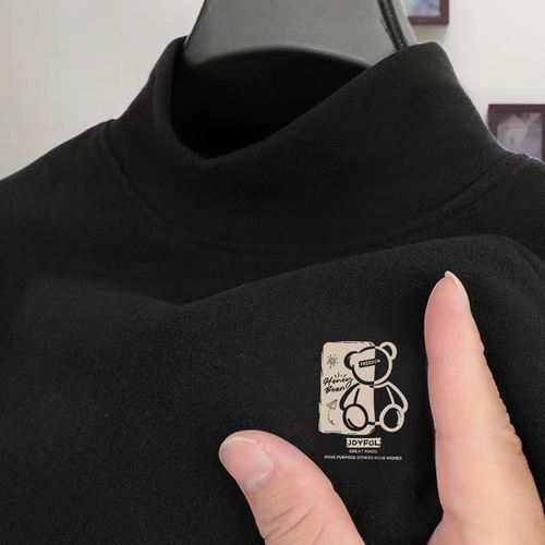 [Factory direct sales] Derong semi-high-collar long-sleeved T-shirt autumn and winter middle-aged men's velvet thick slim warm clothes
