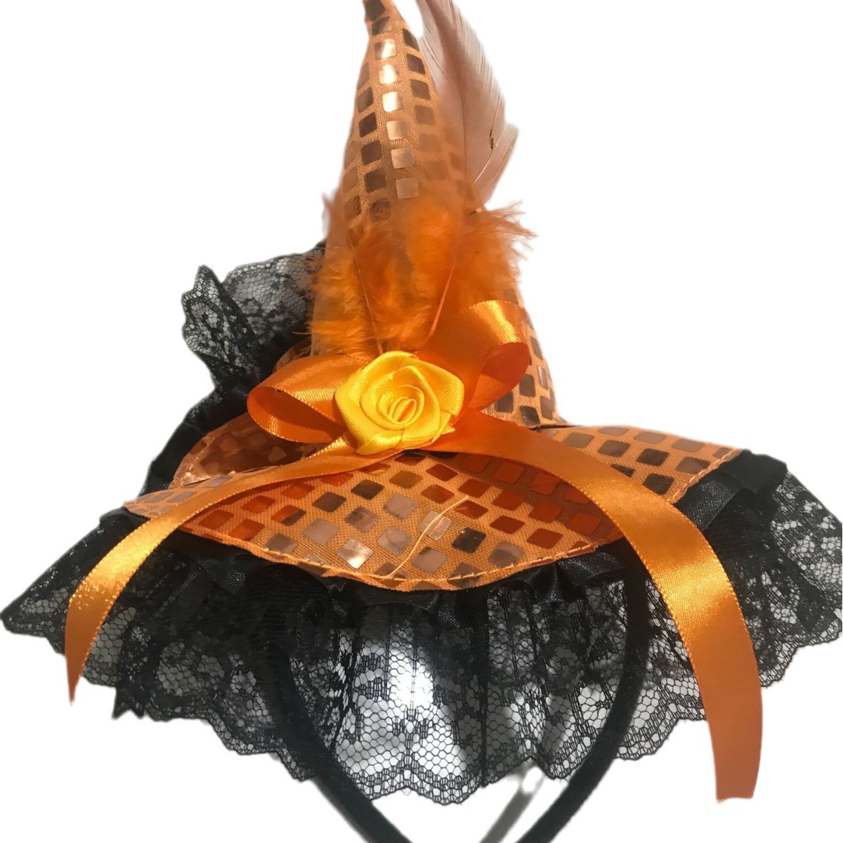 Decoración de Halloween encaje de sequillas sombrero de bruja banda de cabello de bruja fiesta mágica sombrero banda de cabello maquillaje baile image 5