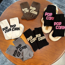 欧货陈太外穿彩色字母袜配鲨鱼裤ins网红简约潮流运动男女中筒袜