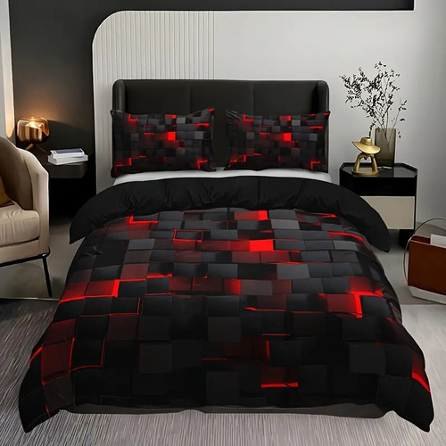 Abstract Grid Series Digital Print Bedding Set Soft Down Comforter Cover for Bedroom Guest Room