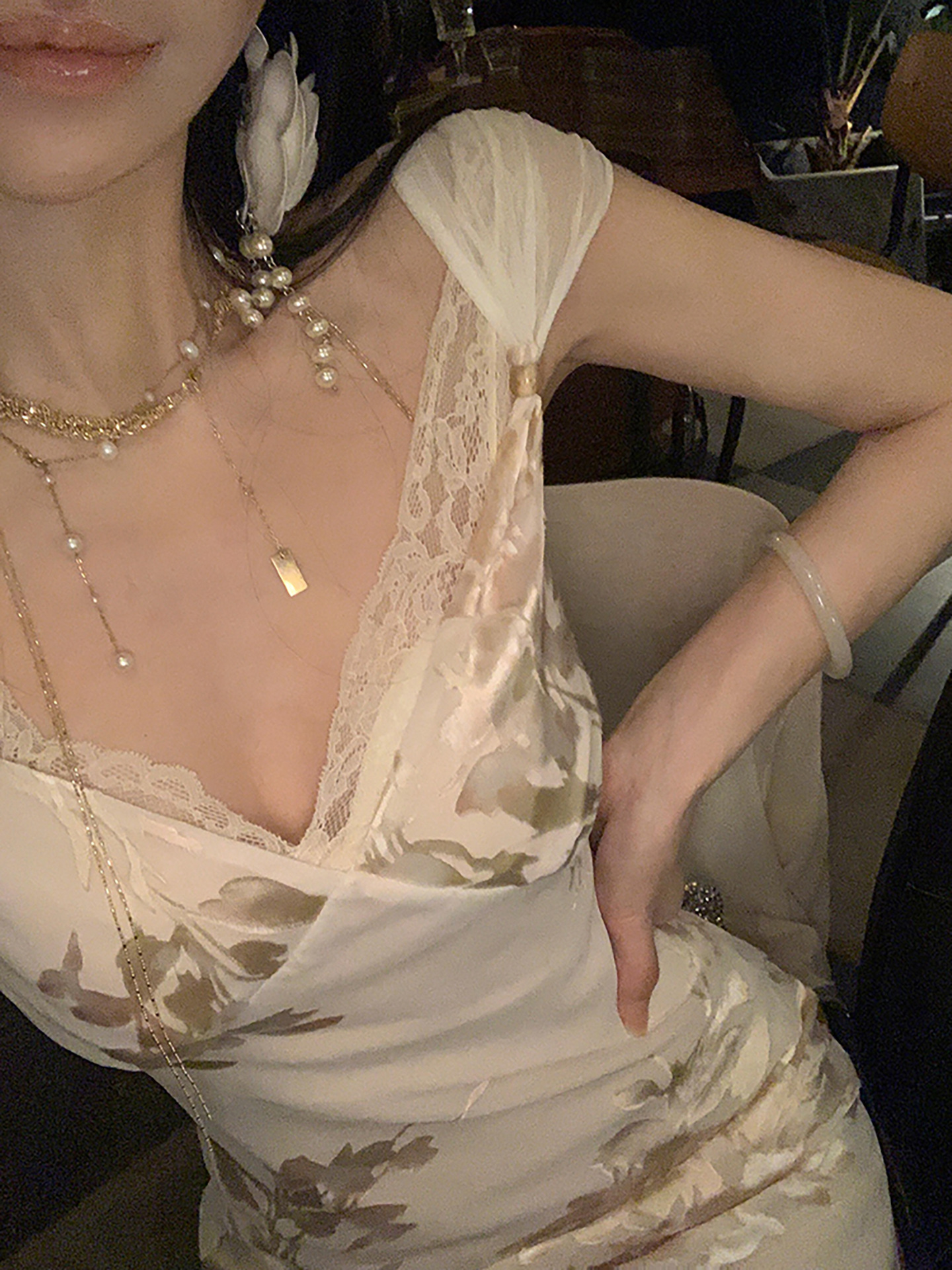 Đầm ôm body nữ phong cách Trung Hoa mới in họa tiết quốc phong chất rayon mùa hè ZX N5084 — Màu trắng be