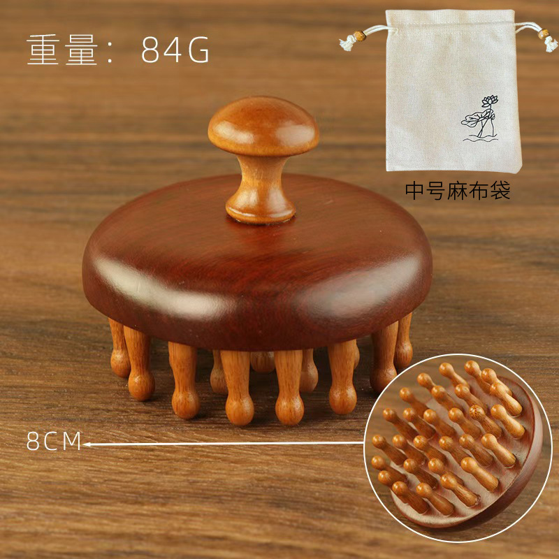 28개의 치아 둥근 손잡이 미세 치아 마사지 빗 부티크 + 린넨 가방