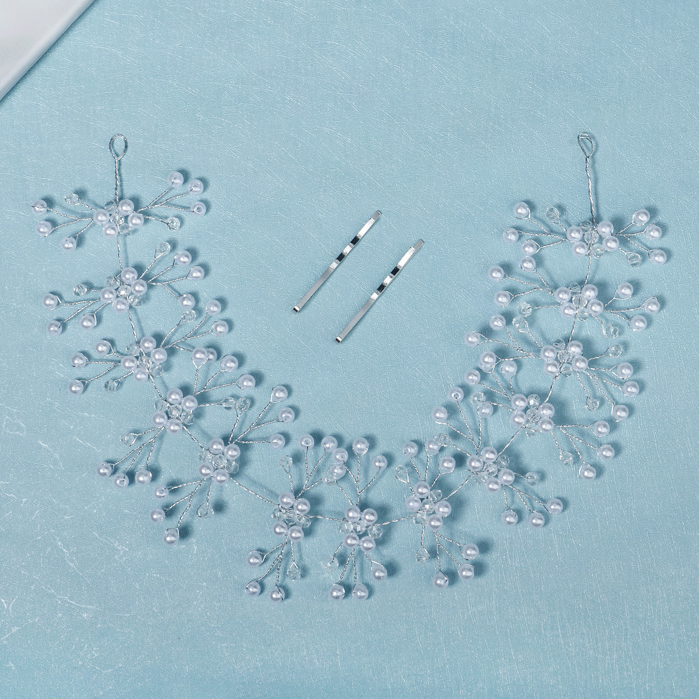 Korean pearl handmade crystal woven bridal headwear