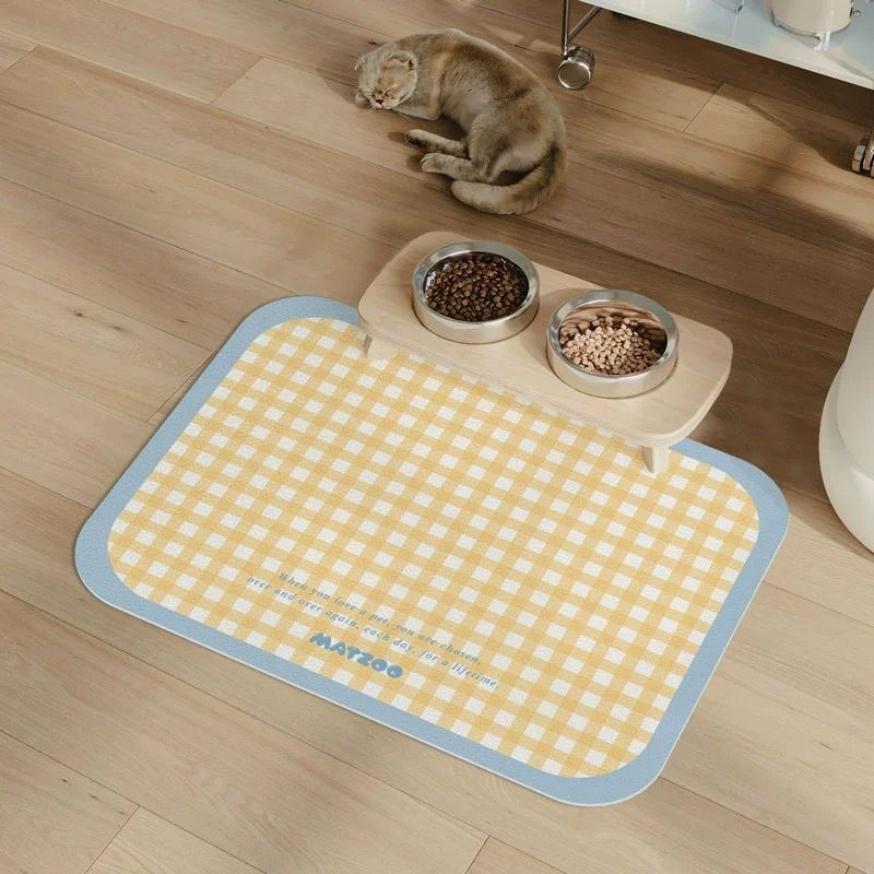 Pet Special Placemat Water Absorbent Oil Absorbing Cat and Dog Dirt Resistant Wash-free Mat Cartoon Splash-proof Non-slip Diatom Mud Mat