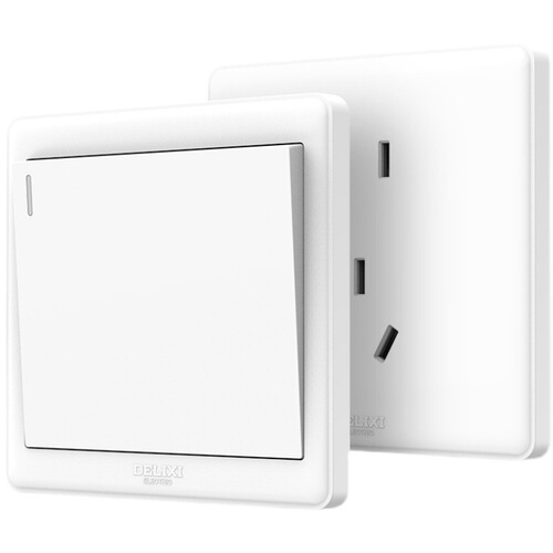 德力西开关插座面板家用86型白色一开双控五孔扦座墙插CD815系列