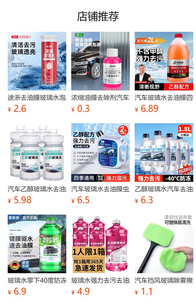 Glass Cleaner with Powerful Stain Removal and Oil Film Removal, Rain Repellent for Cars, Large Bottle, Coating Protection, Effective Cleaning, Winter Anti-Freeze, All-Season Use