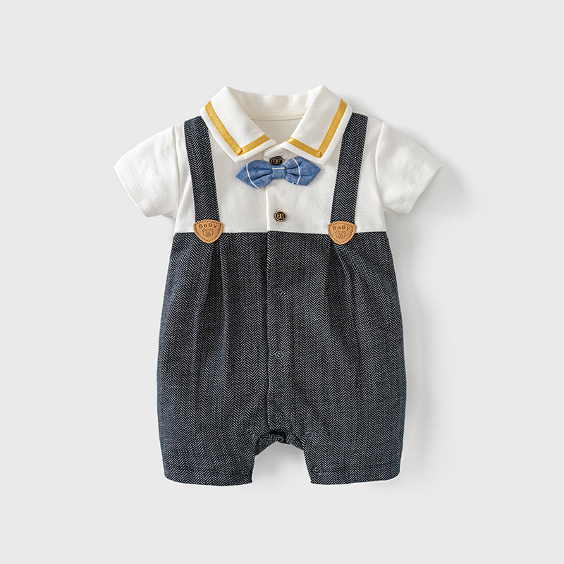Baby sheath clothes for boys summer clothes for 100 days old newborn romper gentleman outing jumpsuit